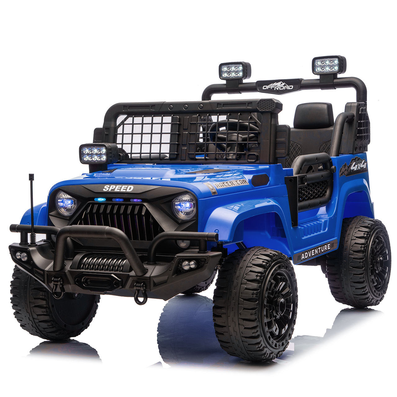 24V Two-seater Kids Ride On Electric Truck Car W/Parents Control,2wd,Four-wheel Suspension, 8.66in Ground Clearance, LED & Searchlights, Bluetooth, Music, Provide 3.11-4.97MPH Speed For Kids  Aged 2-6