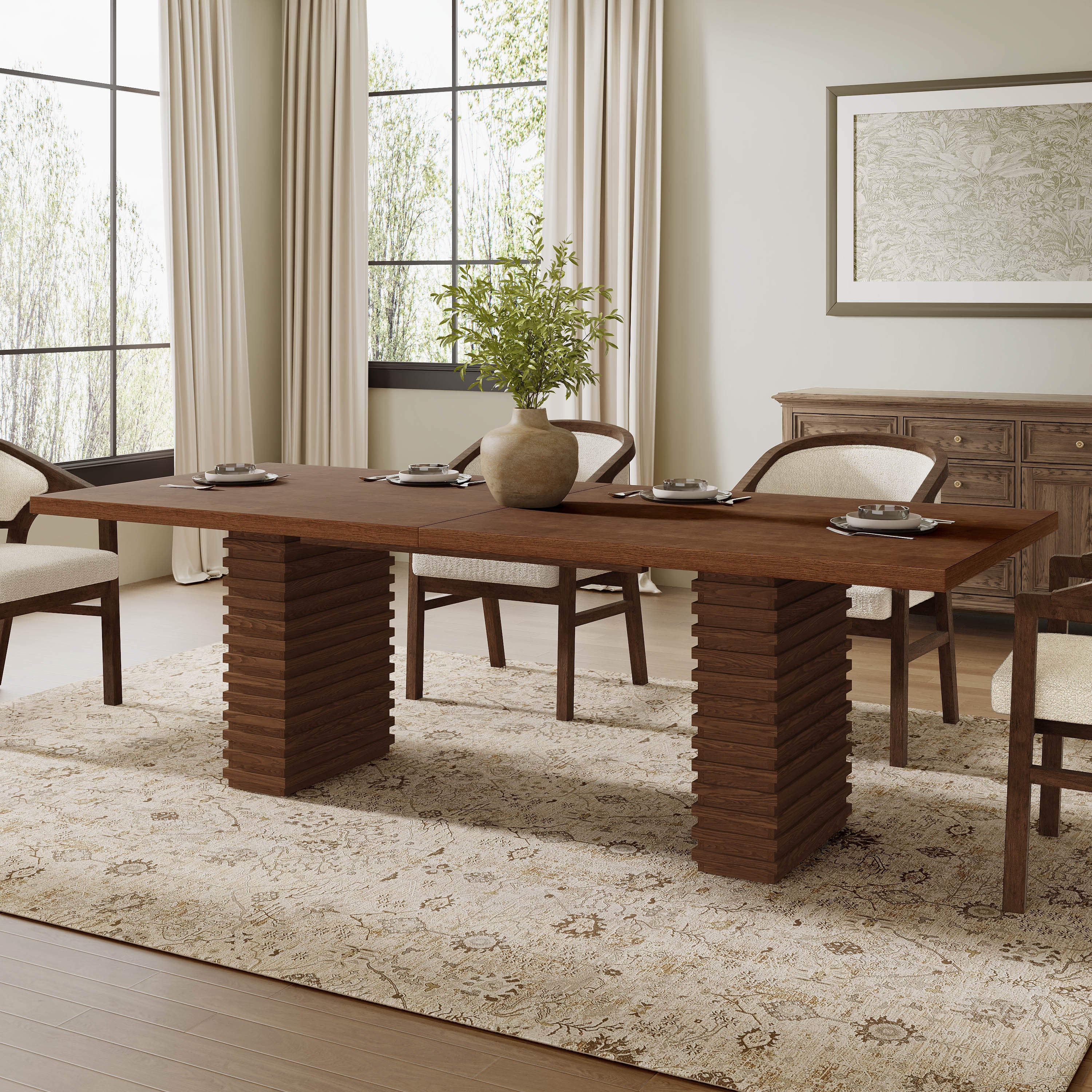 95INCHES DINING TABLE (WALNUT)