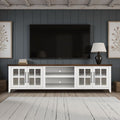 Providence 96 inch TV Stand Console, For TVs up to 100 inches, No Assembly Required, White and Bourbon Finish