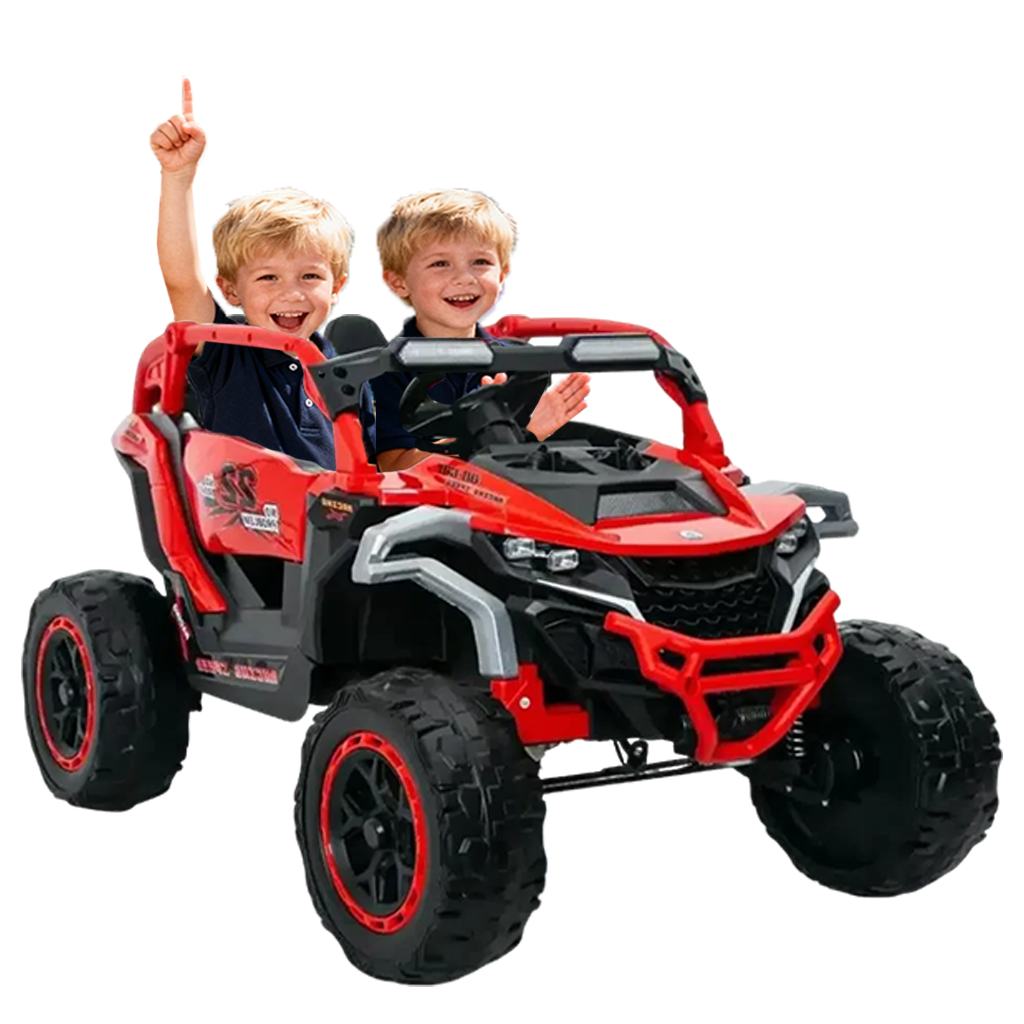 Ride on Models Truck Car 12V Kids Electric Vehicles, Remote Control, Front & Rear Shock Suspension, 2 Seater UTV, Flashlights and a built-in music player, For Age 3-6 Years Old (Red)