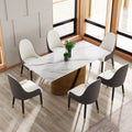 70.86 'Modern Artificial Stone White Panel Bronze Iron Metal Legs-Can Accommodate 6-8 People