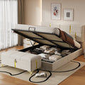2-Pieces Bedroom Sets,Queen Size Upholstered Platform Bed with Hydraulic Storage System,Storage Ottoman with Metal Legs,Beige(Old SKU:N733S207778A)