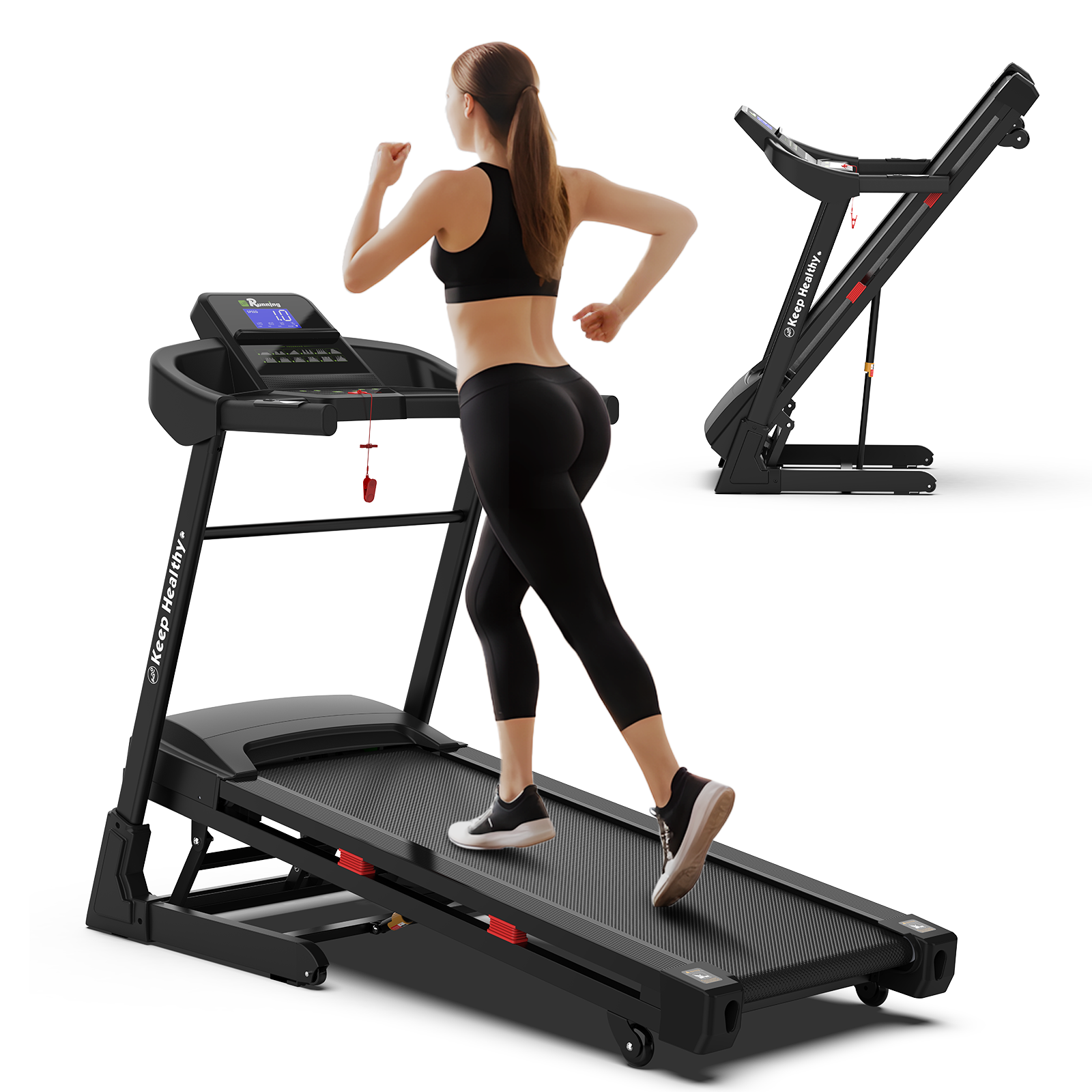 Treadmills for Home, Electric Treadmill with  Automatic Incline, Foldable 3.5HP Workout Running Machine Walking, Double Running Board Shock Absorption Pulse Sensor Bluetooth Speaker APP FITSHOW.400lbs