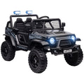Qaba 12V Ride on Truck, Battery Powered Kids Electric Car with Parent Remote, 4 Suspension Wheels, 3 MPH Max Speed, Music, Horn & LED Lights for Ages 3-6 Years Old, Black