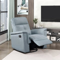 Blue Leather Upholstered Swivel Glider Reclining Chair Luxury Living Room Furniture Comfort Chair 1pc Plush Comfort