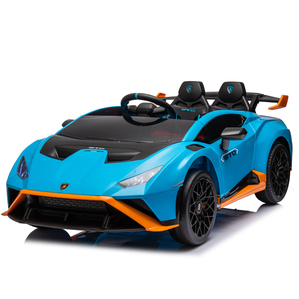 Lamborghini Huracan Sto 24V Kids Electric Ride-On Drift Car: Speeds 1.86-5.59 MPH, Ages 3-6, Foam Front Wheels, 360° Spin, LED Lights, Dynamic Music, Early Learning, USB Port, Drift Feature