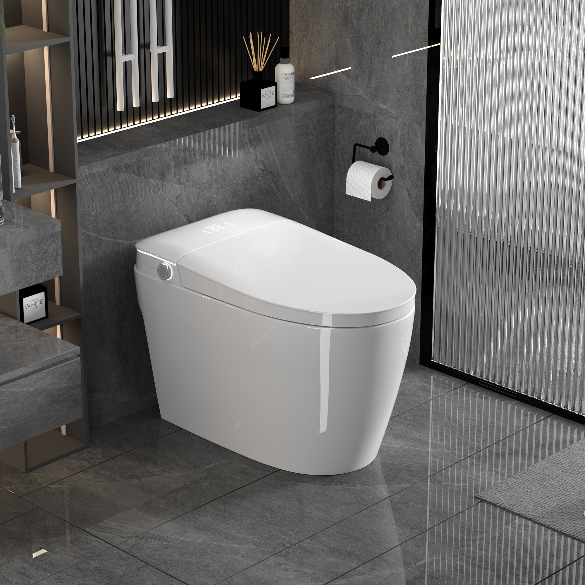 Smart Toilets with Heated Bidet Seat.Portable toilet with bidet built.Intelligent Toilet Auto Open/Close Seat. Bidet toilet with Dryer and Warm Water