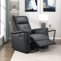 Black Leather Upholstered Swivel Glider Reclining Chair Luxury Living Room Furniture Comfort Chair 1pc Plush Comfort