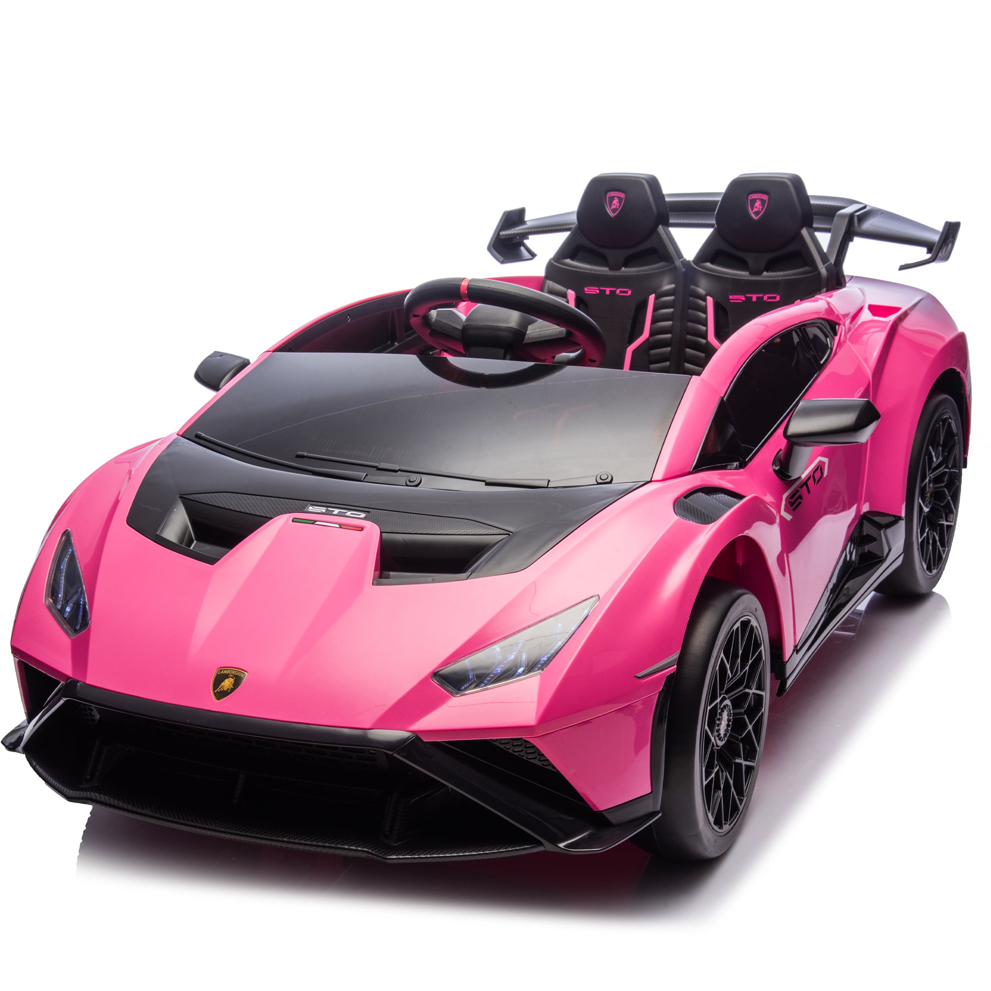 Lamborghini Huracan Sto 24V Kids Electric Ride-On Drift Car: Speeds 1.86-5.59 MPH, Ages 3-6, Foam Front Wheels, 360° Spin, LED Lights, Dynamic Music, Early Learning, USB Port, Drift Feature