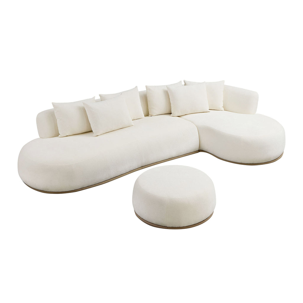 134.63'' Oversized L-Shape Sectional Sofa with Ottoman  Couch with Facing Chaise Right  Beige Sofa with Deep Seat for Living Room