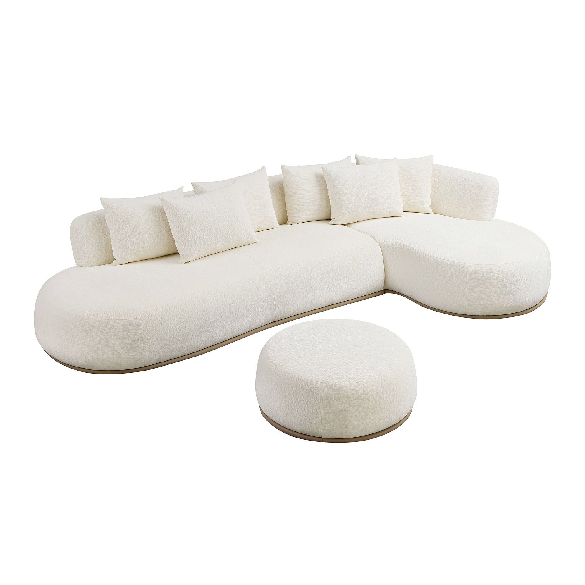 134.63'' Oversized L-Shape Sectional Sofa with Ottoman  Couch with Facing Chaise Right  Beige Sofa with Deep Seat for Living Room