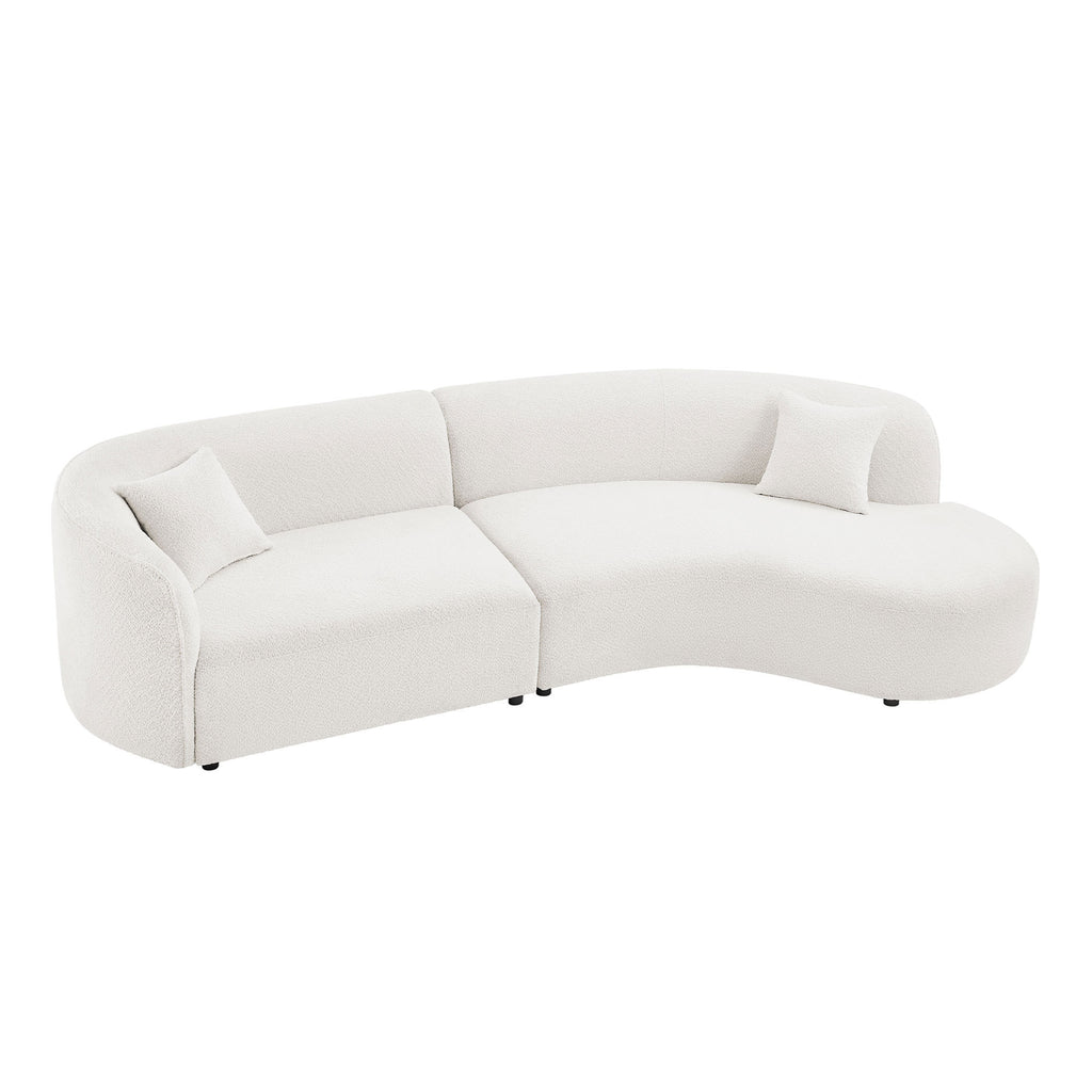 Luxury Modern Style Living Room Upholstery Curved Sofa with Chaise 2-Piece Set, Right Hand Facing Sectional,  Boucle Couch, White (Same Sku:W876S00086)