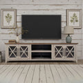 Ithaca 96 inch TV Stand Console, For TVs up to 100 inches, No Assembly Required, Sandstone and Bourbon Finish