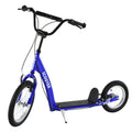 Aosom Youth Scooter Kick Scooter for Kids 5+ with Adjustable Handlebar 16' Front and 12' Rear Dual Brakes Inflatable Wheels, Blue