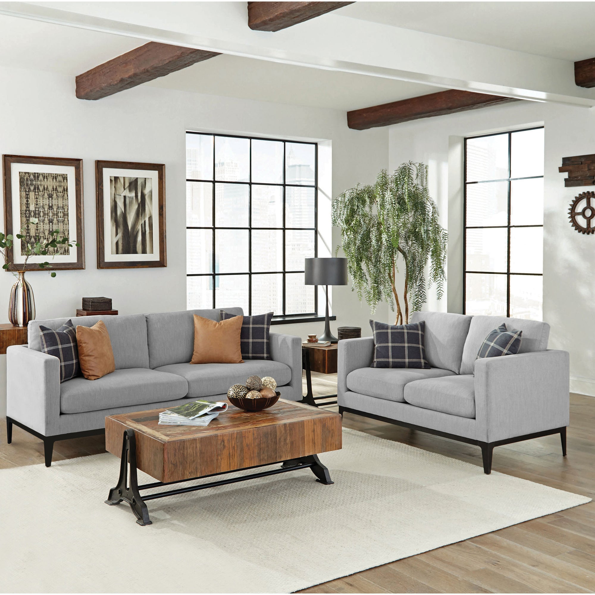 Montauk Light Grey 2-piece Track Arms Living Room Set