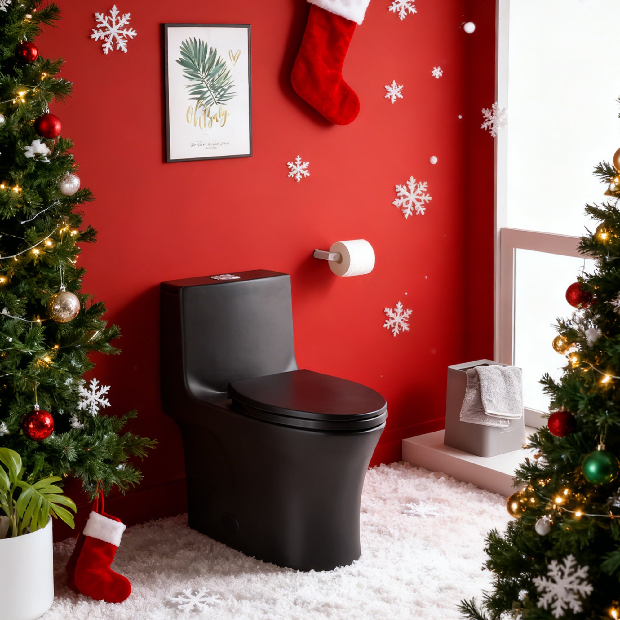 1.1/1.60 GPF Dual-Flush One Piece Toilet, Water-Saving Elongated Comfort Height Floor Mounted, Soft Closing Seat, 1000 Gram Map Flushing Score Toilet, Matte Black 24T02-MB