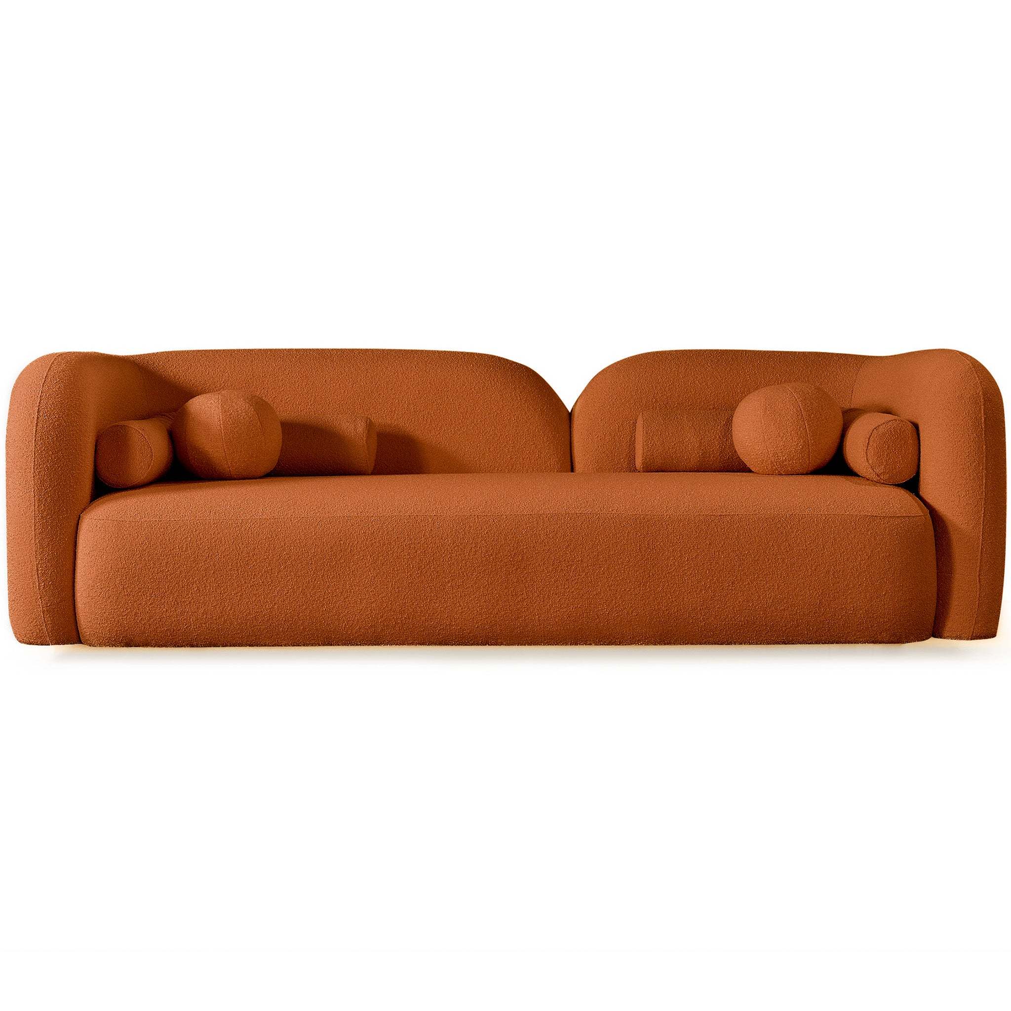 New Design Donna Japandi Style Boucle Sofa with High-Density Foam in Brown and Burnt Orange 93' 3 Seater Sofa